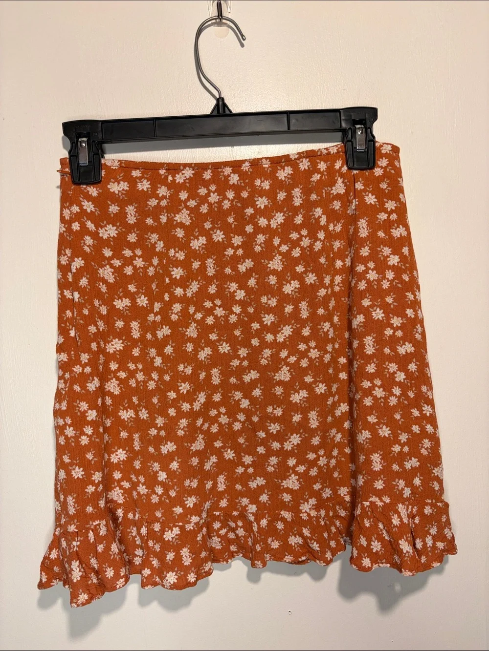 Abercrombie & Fitch Rust Ditzy Floral Print Ruffle Hem Mini Skirt Size Small